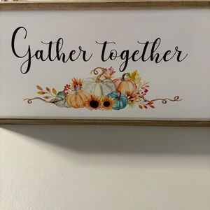 Gather Together Fall Pumpkin‎ Sunflower Wall Decor Autumn Harvest Sign